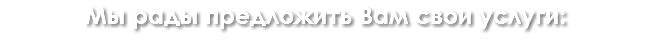Мы рады предложить Вам свои услуги: